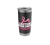 Breast Cancer Awareness Empowerment Boobs Under Construction Stainless Steel Insulated Tumbler
