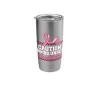 Breast Cancer Awareness Empowerment Boobs Under Construction Stainless Steel Insulated Tumbler