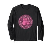 Breast Cancer Awareness Fighting Boxing Gloves Pink Ribbon Long Sleeve T-Shirt
