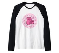 Breast Cancer Awareness Fighting Boxing Gloves Pink Ribbon Raglan Baseball Tee
