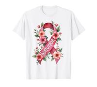 Breast Cancer Awareness Floral Pink Ribbon for Survivor 2025 T-Shirt