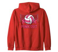 Breast Cancer Awareness Game Day Pink Out Volleyball Zip Hoodie