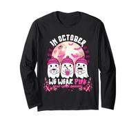 Breast Cancer Awareness Ghosts Pink October Ribbon Halloween Long Sleeve T-Shirt