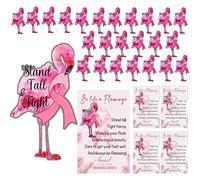 Breast Cancer Awareness Gifts Inspirational Flamingo Pink Ribbon Pin Accessories Bulk with Emotional Cards Bags Support Gifts for Women Survivor Charity Fundraiser Breast Cancer Campaign Public Events