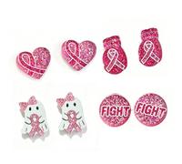 Breast Cancer Awareness Glitter Stud Earrings Set, Pink Ribbon Heart Ghost Boxing Glove FIGHT Acrylic Earrings for Women, Cancer Survivor Jewelry, M, Acrylic, No Gemstone