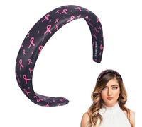 Breast Cancer Awareness Headband for Women Girls Pink Ribbon Hairband Ribbon Wide Hair Hoop Survivor Support Headwear Hair Accessories for Anti-Cancer Public Welfare Activities Supplies 1PCS(Black)