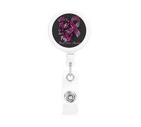 Breast Cancer Awareness Her Fight is Our Fight Retractable Badge Holder Reel Clip Id Card Holder forNurse Student Office Worker
