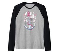Breast Cancer Awareness Hope Anchors The Soul Raglan Baseball Tee