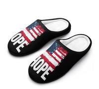 Breast Cancer Awareness Hope Flag Flannel Slippers For Men Memory Foam Soft Warm Home Shoes Print 11-12（44-45）