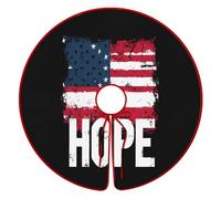Breast Cancer Awareness Hope Flag Funny Christmas Tree Skirt Red 36 Inches Xmas Tree Mat Funny Decor for Family Christmas Holiday