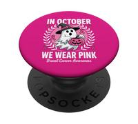 Breast Cancer Awareness In October We Wear Pink Ghost Witch PopSockets Adhesive PopGrip