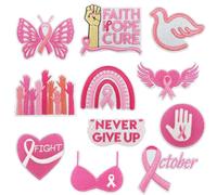 Breast Cancer Awareness Iron on Patches - 11PCS Pink Ribbon Embroidered Appliques Patches Pink Butterfly Angel Heart Hope Ribbon Theme Sew on Repair Patches for Clothes Jacket Bag Hat DIY Decoration