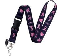 Breast Cancer Awareness Lanyard Key Holders Phone Key Badge Camera USB Holders Neck Rope Lanyard with Keyring, Normal