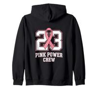 Breast Cancer Awareness Month 23 Pink Power Crew Zip Hoodie