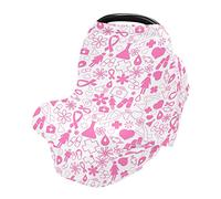 Breast Cancer Awareness Month Baby Car Seat Cover for Newborns Pink Seamless Pattern Stretch 360 Coverage Infant Car Seats Covers Nursing Poncho Breastfeeding Scarf Stroller Canopy