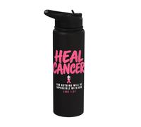 Breast Cancer Awareness Month He Can Heal Christian God Stainless Steel Insulated Water Bottle