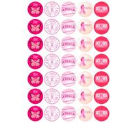 Breast Cancer Awareness MONTH Mix - Edible Cupcake Toppers - Wafer or Icing - Pink Ribbon Charity Themed Celebration Cake Decorations for Cupcakes, Cookies, Brownies, Muffins & More!