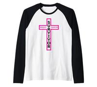 Breast Cancer Awareness Month Pink Ribbon Women Mother Girls Raglan Baseball Tee