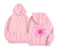 Breast Cancer Awareness Month Print Casual Hooded Sweatshirt Women Comfortable Soft Fleece Lining Long Sleeve Fashion Outerwear All Season Fluffy Pullover Women, pink, L