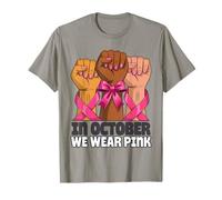 Breast Cancer Awareness Month Womens Pink Fist Raise Fight T-Shirt