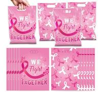Breast Cancer Awareness Party Favors - 50 Pcs Pink Ribbon Goodie Candy Gift Bags Breast Cancer Awareness Month Supplies for Women Cancer Survivor Charity Party Gifts