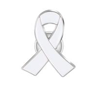 Breast Cancer Awareness Pin - Ribbon Badge for Charity, Fundraising, Memorials (White)