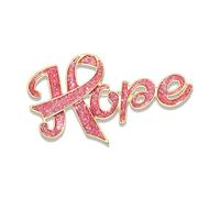Breast Cancer Awareness Pink Rhinestone Ribbon Pin - Faith Believe Women's Brooch, Survivor Lapel Pin for Cancer Month - Merchandise Accessories Decor, 2, Metal, no gemstone