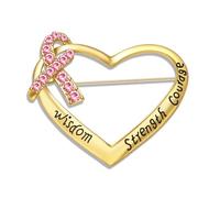 Breast Cancer Awareness Pink Rhinestone Ribbon Pin - Faith Believe Women's Brooch, Survivor Lapel Pin for Cancer Month - Merchandise Accessories Decor, 2, Metal, no gemstone
