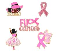 Breast Cancer Awareness Pins for Women Enamel Pink Ribbon Lapel Pins Fight Breast Cancer Brooches Heart Hope Butterfly Brooch Pins Breast Cancer Awareness Jewelry Accessories Outfits, L, Alloy Steel