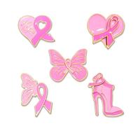 Breast Cancer Awareness Pins for Women Enamel Pink Ribbon Lapel Pins Fight Breast Cancer Brooches Heart Hope Butterfly Brooch Pins Breast Cancer Awareness Jewelry Accessories Outfits, L, Alloy Steel