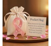 Breast Cancer Awareness Pocket Hug, Pink Ribbon Pocket Hug,Cross with Pink Ribbon Encouragement Card,Stress Relief Inspirational Gift,Sympathy Gift with Healing Symbolism,Get Well Soon