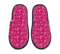 Breast Cancer Awareness Print Fuzzy Slippers Unisex Fluffy Slippers Casual House Slipper For Bathroom Outdoor Mens L
