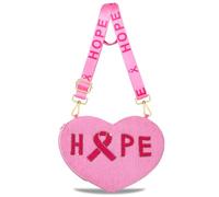 Breast Cancer Awareness Purse for Women Beaded Pink Ribbon Crossbody Shoulder Bag Breast Cancer Awareness Accessories Gifts, Pink, Style F