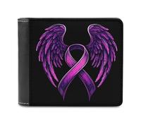 Breast Cancer Awareness Ribbon Angel Wings Printed Bifold Wallet with Hidden Compartments Pocket Money and Credit Card Holder for Men Women