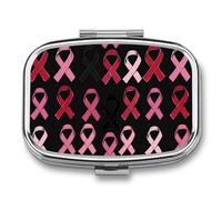 Breast Cancer Awareness Ribbon Pill Box 2 Compartment Pill Case Decorative Organizer Storage Boxes Holder Cute