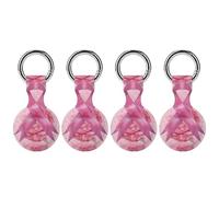 Breast Cancer Awareness Ribbon Roses Keychain Holder Case Compatible with AirTag Waterproof Silicone Shell Protective Case 4PCS