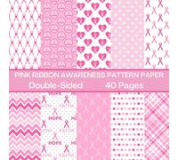 Breast Cancer Awareness Scrapbook Paper 40 Pages 20 sheets: Pink Ribbon Pattern Paper: Double Sided for Scrapbooking, Card Making, Origami, DIY and More