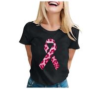 Breast Cancer Awareness Shirt Girls Pink Ribbon Youths T-Shirt Month Research Tops Ladies T for Tshirts Care Gifts Women (Black,S)