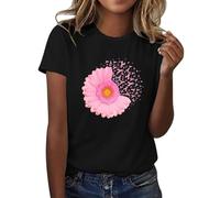 Breast Cancer Awareness Shirt Heart Pink Ribbon Tshirt Cancer T Shirt Research Tops Womens T Shirts Let's F##K Shirts for Women Adult Pink Half Sleeve Gifts for Women (Black,M)