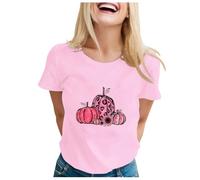Breast Cancer Awareness Shirt Pink Ribbon Pink Shirt Ribbon Breast Cancer Awareness T-Shirt Women Short Sleeve Tops Race for Life T Ladies Tshirt Gifts October Family (Purple,M)
