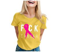 Breast Cancer Awareness Shirt,This is My Fighting Shirt T-Shirt Women Pink Ribbon T Tee Tops T-Shirts Adults Race for Life Research Gifts Female UK Funny Support for My Mom (Yellow,XL)
