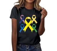 Breast Cancer Awareness Shirt Yellow Ribbon T Shirt This is My Cancer Fighting T-Shirt Women Breast Tops Research Tshirt Women Women's T-Shirts Basic for (Black,S)