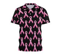 Breast Cancer Awareness Shirts for Men Pink Ribbon Short Sleeve Graphic Tee | Men Breast Cancer Awareness Shirts Pink Ribbon Hope Graphic Tees Tshirts Summer Casual Short Sleeve Button Down Collared Tops