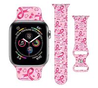 Breast Cancer Awareness Strap Compatible with Apple Watch Band 38mm 40mm 41mm 42mm 44mm 45mm 46mm 49mm Men Women,Soft Silicone Sport Wristbands for iWatch Ultra Series 10 9 8 7 6 5 4 3 2 1 SE