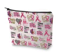 Breast Cancer Awareness Support Gift You Never Know How Strong You are Makeup Bag Pink Ribbon Gift for Women (How Strong You are)