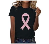 Breast Cancer Awareness T Shirt Plain T Shirts for Women UK t Shirt with Buttons Women Womens Clothes Plus Size UK Womens Cotton Tops Size 14 New Year Dress Women Plus Size Black