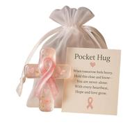 Breast Cancer Awareness Token Of Comfort,Breast Cancer Awareness Pocket Hug Cross With Pink Ribbon,Inspirational Gift With Card