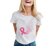 Breast Cancer Awareness Tshirt Pink Ribbon Pink Shirt Be Cancer Survivor Unbreakable and Awareness T-Shirt Research Tops Research Tshirt Womens T Shirt Breast Gifts (White,S)
