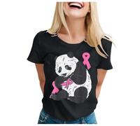 Breast Cancer Awareness Tshirt Pink Ribbon Tshirt Breast Cancer Shirt for Mom T-Shirt Research Tops Race for Life T Shirt Pink Gym T Shirts Women Gifts October Family (Black,L)