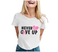 Breast Cancer Awareness Tshirt Pink Ribbon Tshirt Together Cancer Awareness T-Shirt Survivor Tops Breast Survivor T Shirt Pink Short Sleeve Shirt Womens Gifts for Women (White,XL)